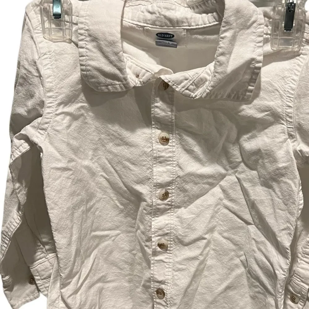 Old Navy white long sleeved cotton button‎ down shirt youth size 5T